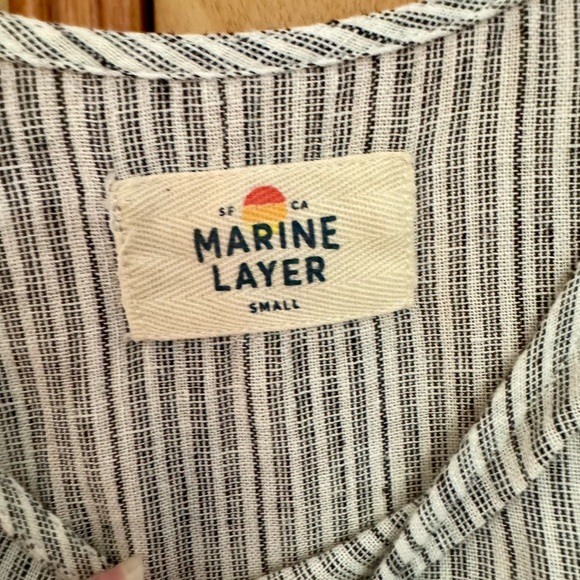 Marine Layer Brea Tie Front Linen Stripe Dress - Picture 5 of 9